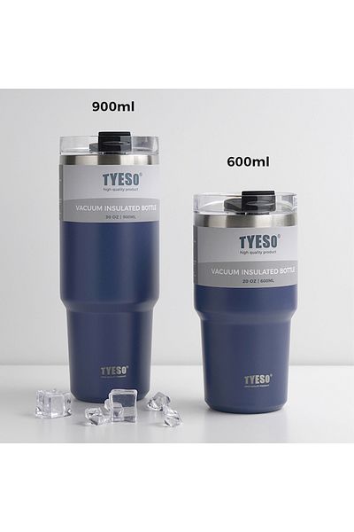 Tyeso Tripletask Termos Vakumlu Paslanmaz Çelik Pipetli 600ml Mavi
