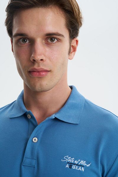 Arma Tricou albastru Lycra Pique cu gât polo pentru bărbați Y 27374307701