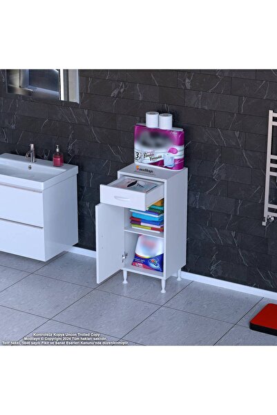 Modilayn Emir 40x88x32,5 Cm 1 Çekmece 1 Kapak 1 Raf 2 Bölme Çok Amaçlı Banyo & Mutfak Dolabı