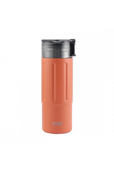 Tyeso Orange Tritan Thermos - Vacuum, Insulated, Double Lid, 600ml with Handle