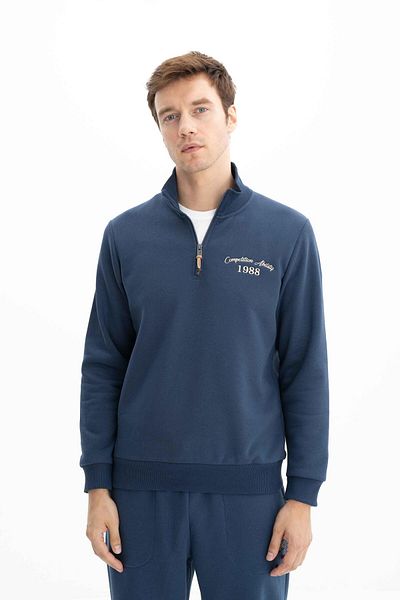 Arma Ανδρικό φούτερ Indigo Plus Size με μισό φερμουάρ K 26544801201