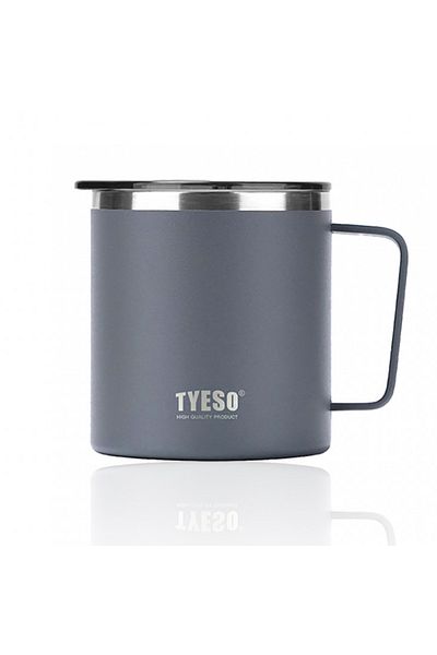 Tyeso Silviya Mug Vakumlu Paslanmaz Çift Duvarlı Termal Kapaklı 400ml Gri