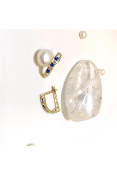 Altınofisi 12mm Bebek Mavi Taşlı Küpe 14 Ayar Altın HD VİDEOLU