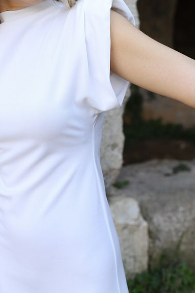 bytugcekaya Half Fisherman White Padded Dress