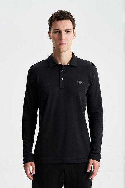 Arma Polo negru slim fit pentru bărbați, negru cu nasturi K 28564988101