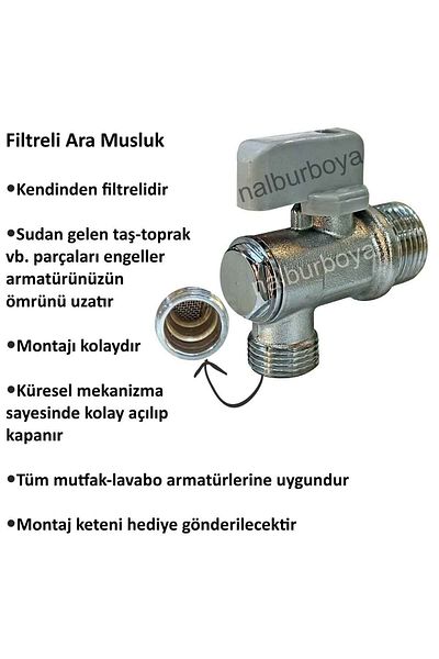 ŞENPRES Linen Gift - Filtered Intermediate Faucet, Water Incoming Stone Blocks, Compatible with All Open-Close Faucets