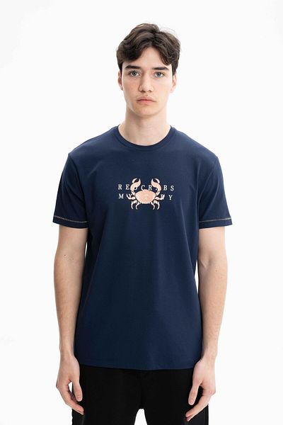 Arma Ανδρικό μπλουζάκι με κανονική εφαρμογή Navy Blue με χτενισμένο βαμβακερό λαιμόκοψη Y 27344471201