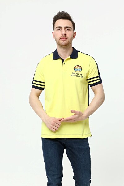 Arma Men's Yellow Polo Neck T-Shirt Y 22374300901