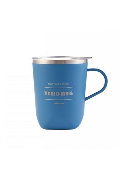 Tyeso 300ml Blue Cubic Mug - Vacuum, Stainless Steel, With Thermal Lid