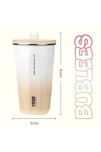 Tyeso Candy Tumbler Vakumlu Paslanmaz Çelik Termos 600 ml Kahverengi