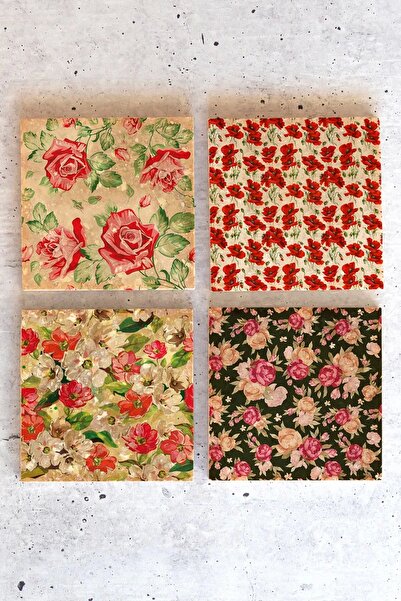 HEDİYEDİYE 4-Piece Flower Set - Stone Cup and Base Cicek01