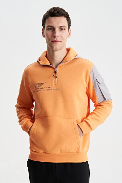 Arma Чоловічий помаранчевий Regular Fit 3 нитковий капюшон з кишенями та капюшоном