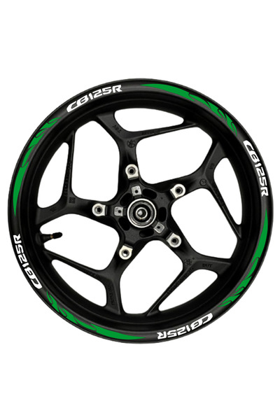 rez Cb125r green reflective paw strip with white writing
