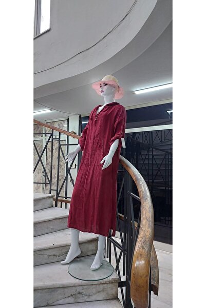 Bohem Stil Лляна сукня Богоміян з італійськими кишенями та сапкою