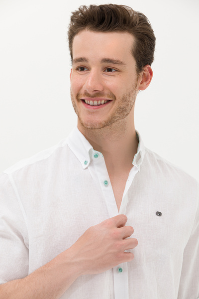 U.S. Polo Assn. Λευκό μακρυμάνικο ανδρικό πουκάμισο - 50264282 -VR090