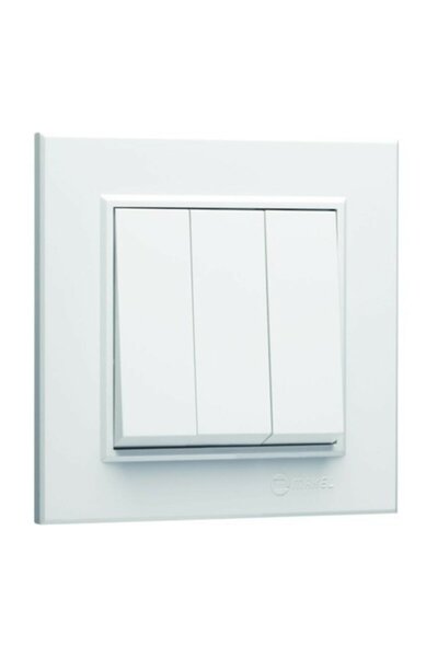 MAKEL Karea Üçlü Anahtar (1+3) Beyaz Modül+Kapak+Çerçeve