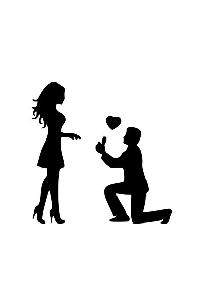 rez ملصق عالي الجودة من نوع Marriage Proposal Auto، أسود مقاس 30 × 30 سم