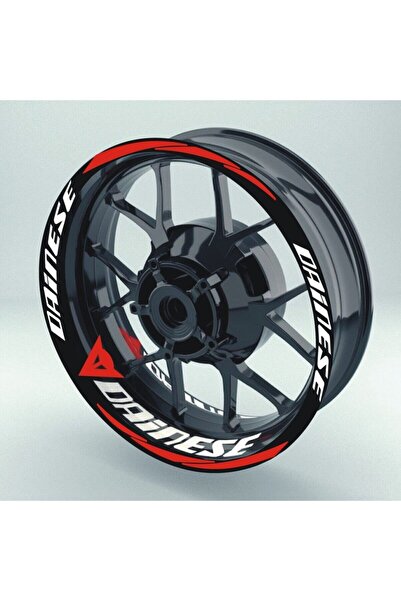 nehay shop motosiklet Jant Şeridi Dainese R25 Uyumlu Beyaz-Kırmızı Sağ-Sol/Ön...