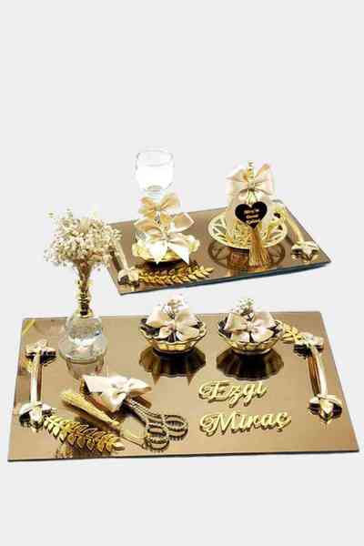 RetroLazer Süslü Nişan tepsisi , Söz tepsisi , İsteme tepsisi , Tepsi Seti , ...