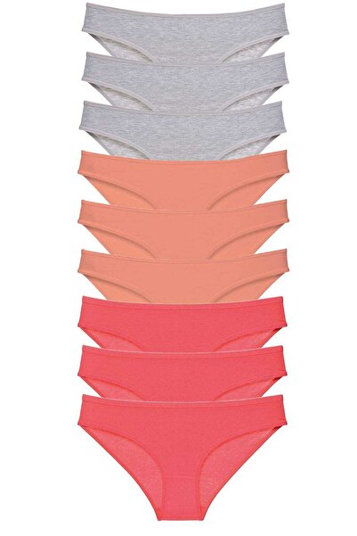 CT STONES 9 Pieces Super Eco Set Lycra Women's Slip Panties Gray Powder Fuchsia