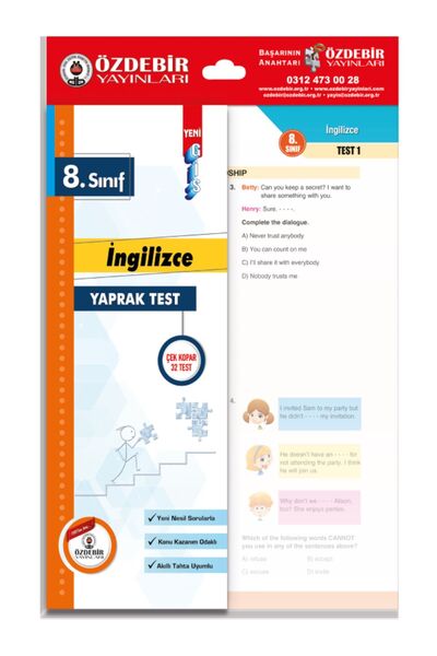 ÖZDEBİR YAYINEVİ Özdebir Yayınları 8. Sınıf İngilizce Yaprak Test