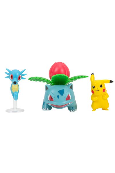 Pokemon - Set Of 3 Action Figures, (PIKACHU #2 & HORSEA & IVYSAUR) S16