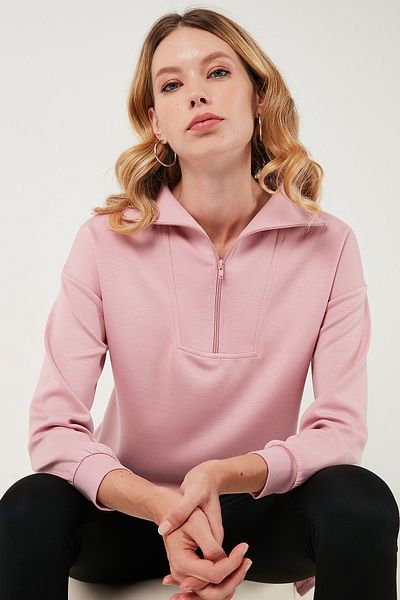 Lela Regular Fit Zippered Collar Short Back Long Sweat Sweat 5865876
