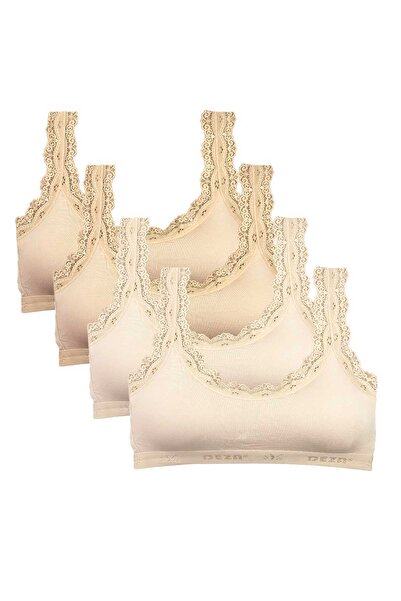 CT STONES 4 Pieces Lace Embroidery Embroidered Padded Bamboo Women's Bustier Skin Cream