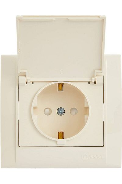 MAKEL Cream Makel - Grounded Socket Module Cover with Laurel Cover