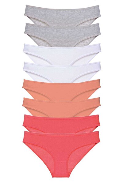 CT STONES 8 Pieces Super Eco Set Lycra Women's Slip Panties Gray White Powder Fuchsia