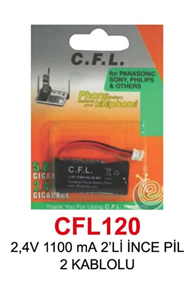 CFL 2,4V 1100 mA 2’Lİ İNCE PİL 2 KABLOLU