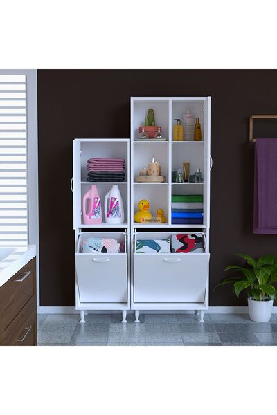 Modilayn Forbest İnci 95 x 165 cm Çamaşır Hazneli Çok Amaçlı Banyo & Mutfak Dolabı