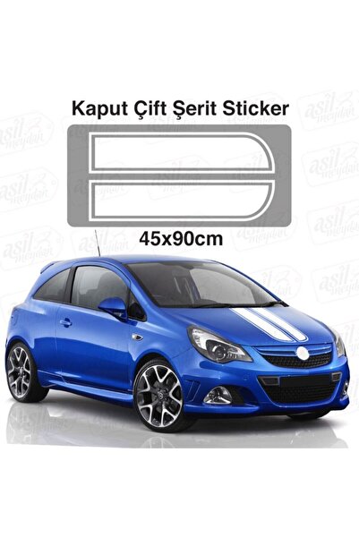 Generic Brand Auto Bonnet custom new sticker Double Stripe White 45*90 Cm