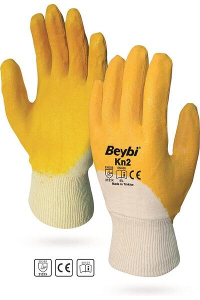 deryame Beybi KN2 No:10 Yellow Nitrile Cotton Gloves
