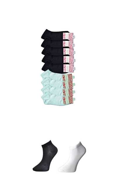 OEM جوارب الكاحل للسيدات باللونين الأبيض والأسود، 9 أزواج