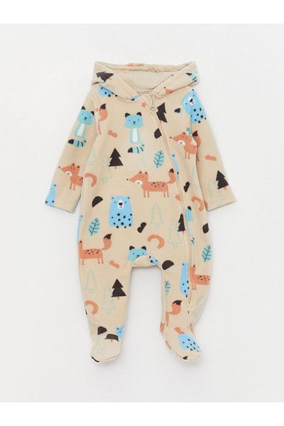 LC Waikiki Lw - Hooded Baby Boy Jumpsuit (0-12 Months with Booties, 12 Months Without Booties)