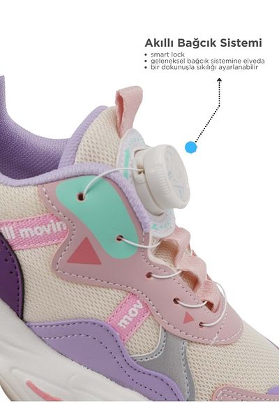 KCMN Pantofi sport pentru copii Cool Rex Orthopedic - Mecanism Smart Lace, POWDER