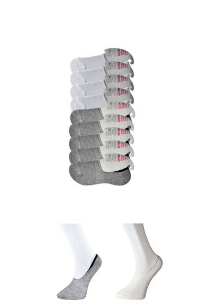 teknoparkx Gray and White Women's Ballerina Socks 9 pairs