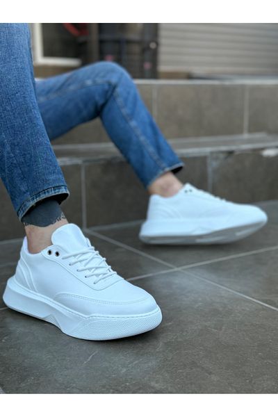 BOA Ba0354 Casual Lace-Up Men's High Sole White Sneakers