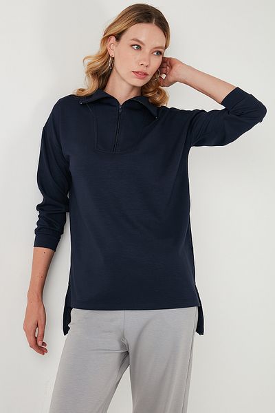 Lela Стандартна кройка с цип отпред и дълъг заден суитшърт 5865876