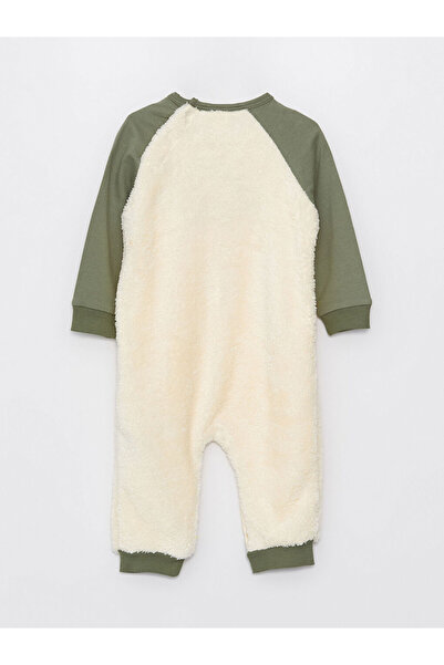 LC Waikiki Lw - Crew Neck Long Sleeve Plush Baby Boy Jumpsuit with Embroidery Detail