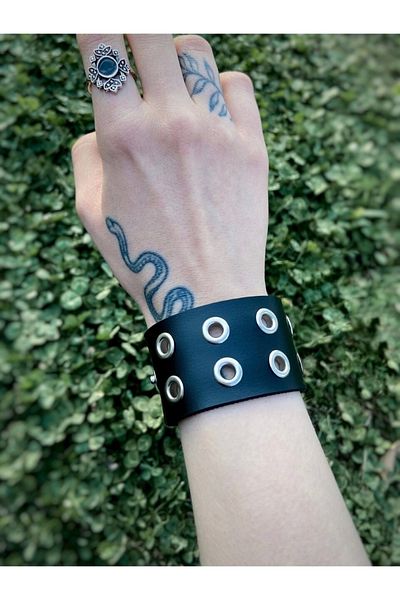 DarkellaStore Gothic, Punk, Eyelet Double Row Bracelet