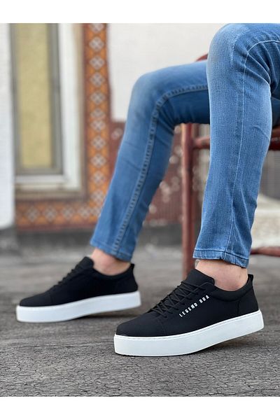 BOA Ba0104 Ανδρικά παπούτσια με κορδόνια Nubuck Sports Classic Black