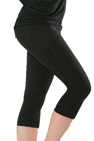 Ethab Ticaret Black Kota Women's Capri Sports Lycra Plain Leggings - 4005