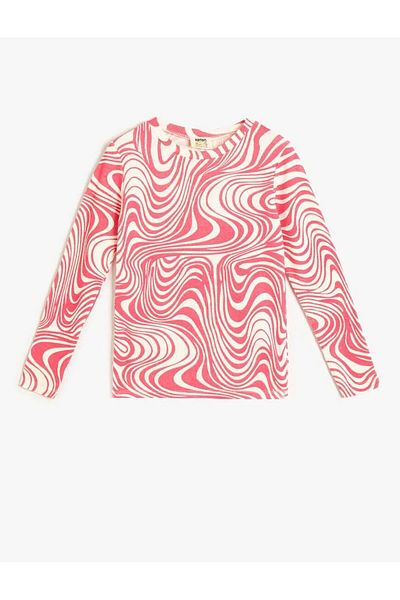 Koton Long Sleeve Crew Neck Abstract Patterned T-Shirt