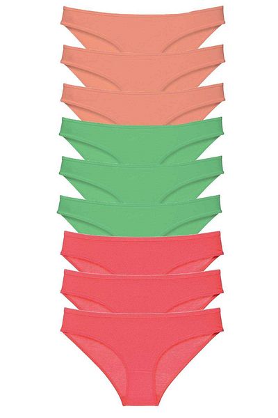Ethab Ticaret 9 Pieces Eco Lycra Women's Slip Panties - Powder Green Fuchsia