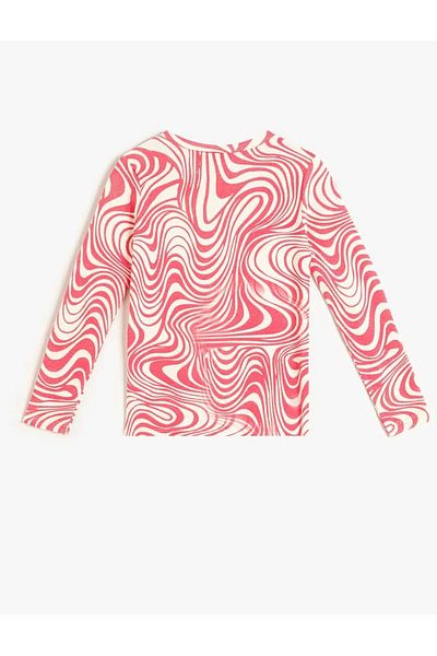 Koton Long Sleeve Crew Neck Abstract Patterned T-Shirt