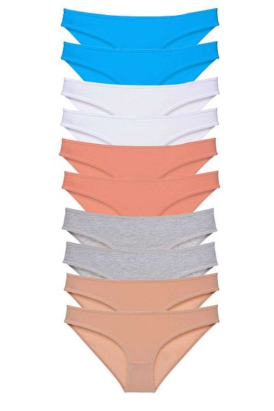 Ethab Ticaret 10 Pieces Eco Lycra Set - Gray, White, Powder Blue Women's Slip