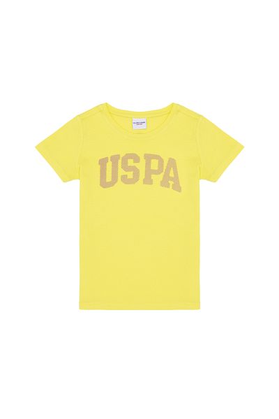 U.S. Polo Assn. Girls Neon Yellow Crew Neck Basic T-Shirt 50264332 -Vr168