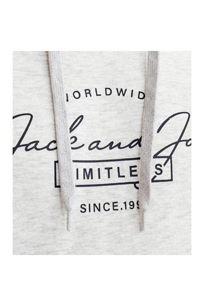 Jack & Jones Мъжки суитшърт с качулка Jjferris, бял - 12256838